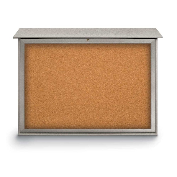 Indoor Enclosed Combo Board, 42"x32", Satin Frame/Grey & Medium Grey